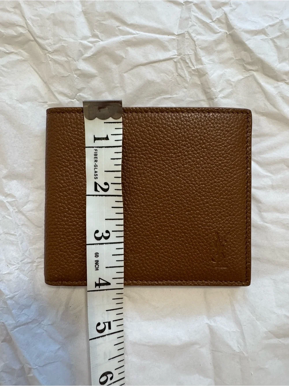NEW Saint Laurent YSL Men’s Brown Grained Leather East West Bifold Wallet